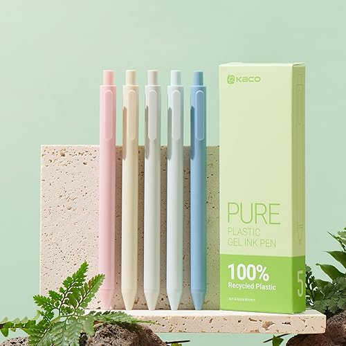 Miniatura 8 de Kaco Bolígrafos de tinta de gel, 5 piezas, 0.020 in, punta fina, tinta negra, suministros de oficina retráctiles