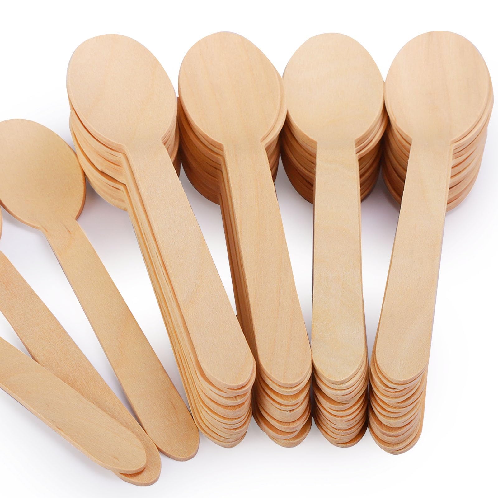 500 Pack Wooden Spoons for Eating, 6.3 Inch Compostable Spoons