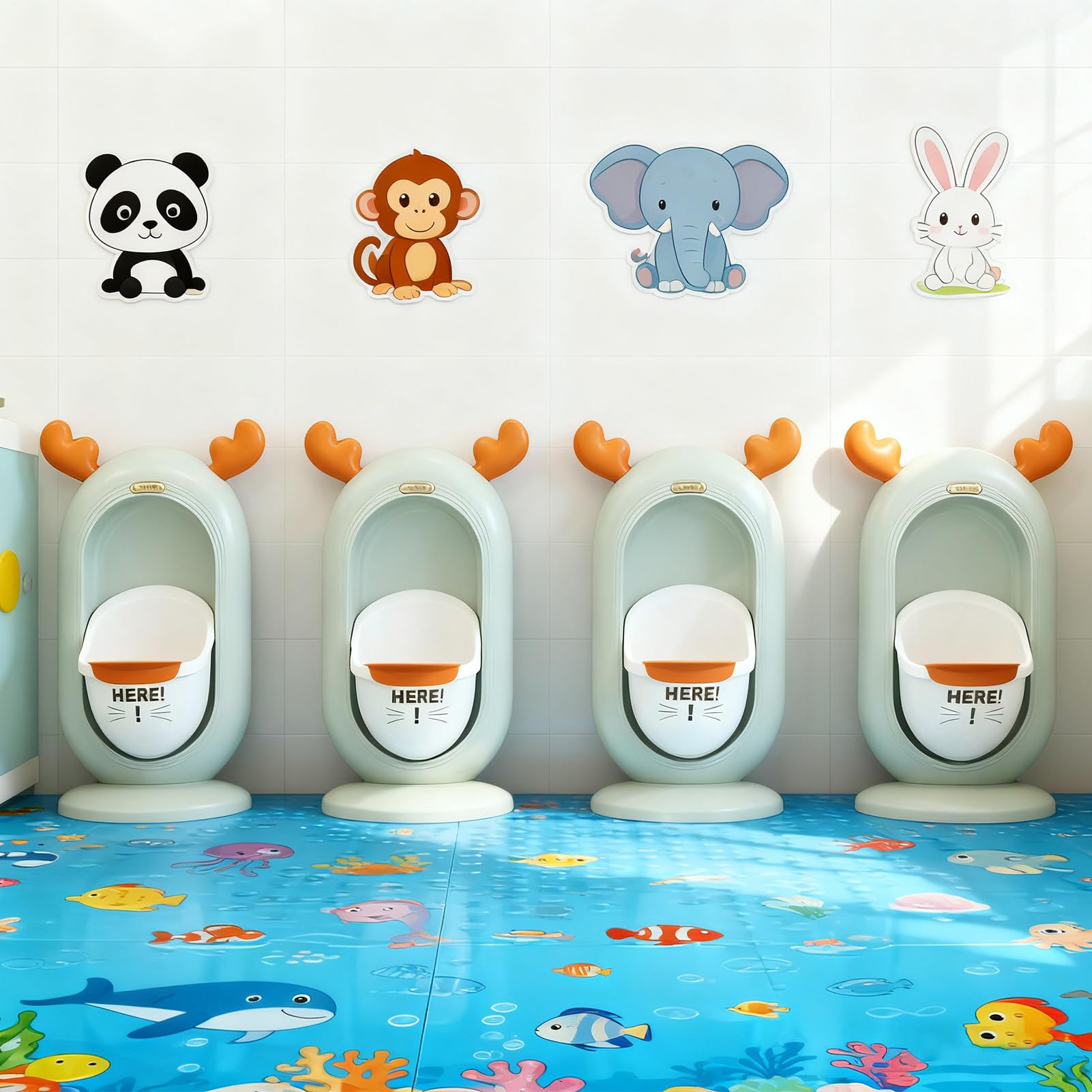 Urinal für das Erlernen der Sauberkeit, Wandtoilette mit Cartoon-Motiv, Lernurinal im Stehen – für Badezimmer, Haus, Schule, Kindergarten, Kinderzimmer, Kinderzimmer, Nursing