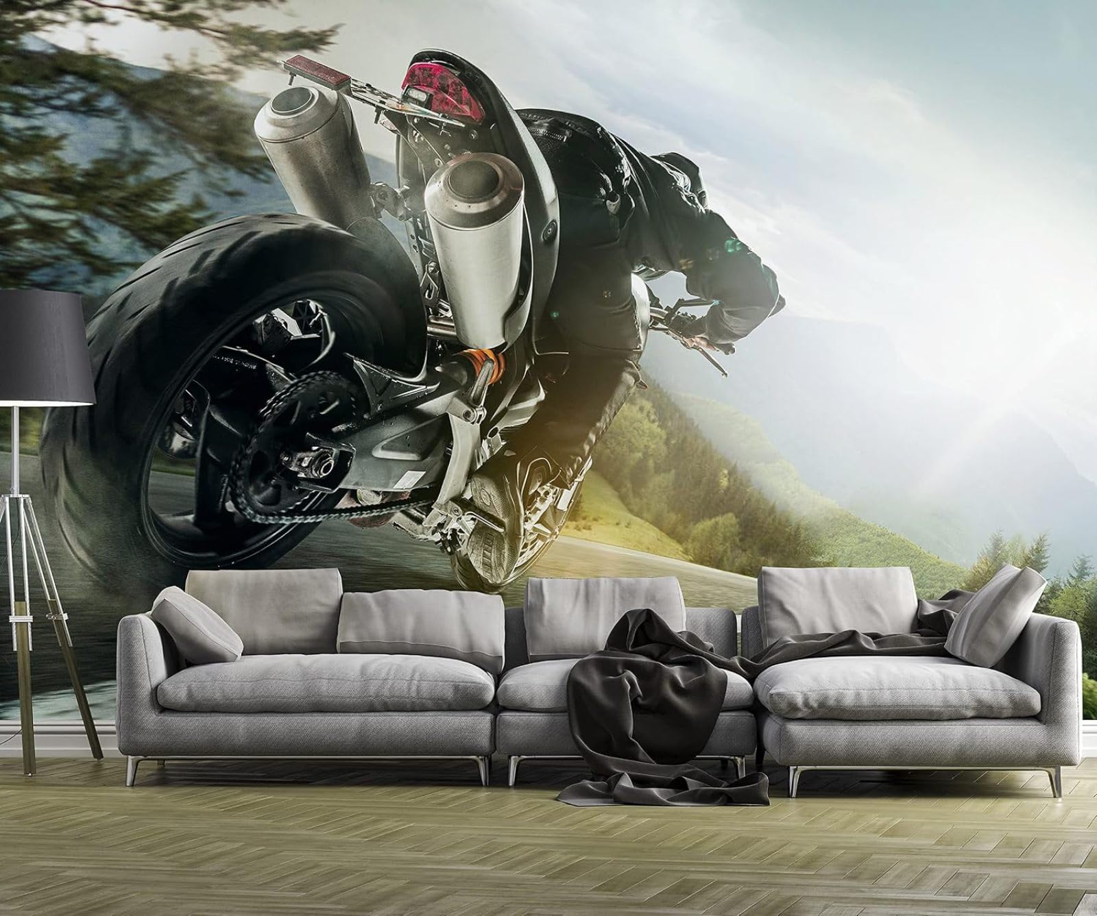 Kfjhgbdshhj Boys 3D Mural Photo Mural-Wallpaper For Children's Room, Motorcycle, 3D Effect Wall - For Children Teenagers Room Children's Non-Woven,300Cmx210cm Poster - Wall Sticker - Frameless