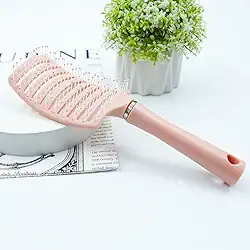 Generic Escova de cabelo rosa que não embaraça, curvada, ventilada para secagem mais rápida, desembaraça cacheado molhado ou seco, cabelo grosso, liso, feminino, masculino