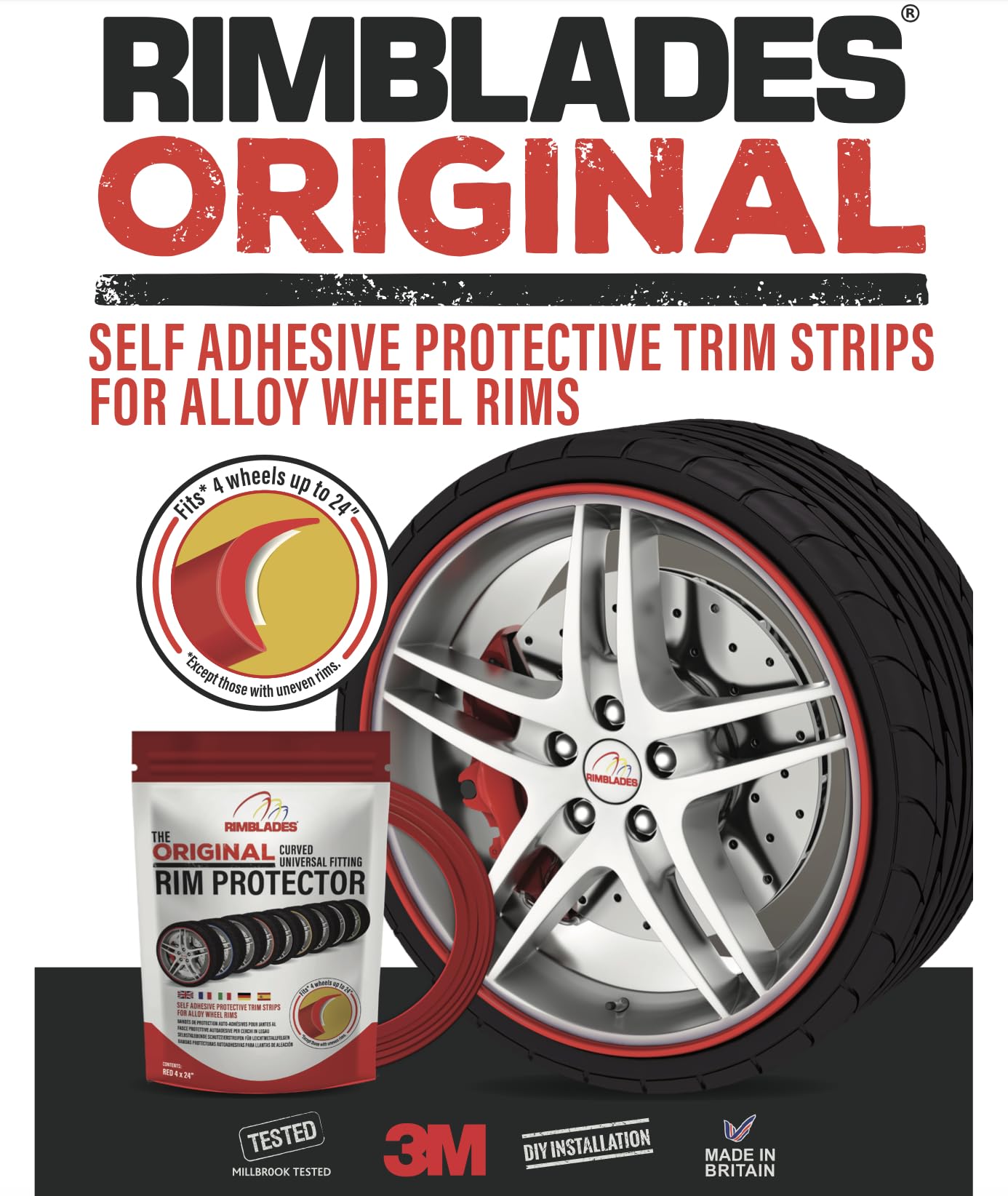 Rimblades FELGENSCHUTZ & STYLING orange Ausführung 2016 Alu Felgen Schutzring Felgenringe Felgenstyling 13 bis 24 Zoll Rim Protector Guard Ringz Felgenrandaufkleber Felgenhornschutz Farbe ORANGE