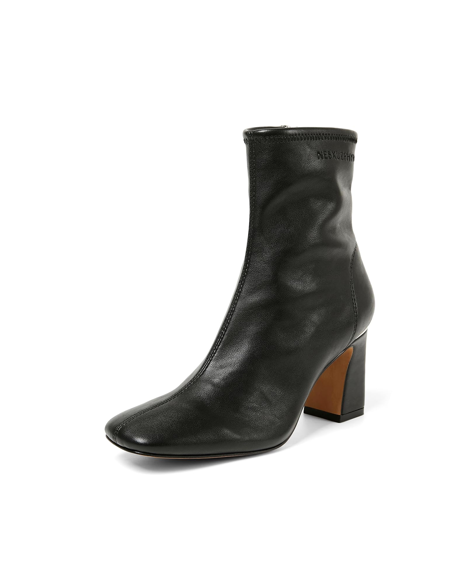 Womens Ankle Boots Square Toe Chunky Heel Side Zipper Short Boots