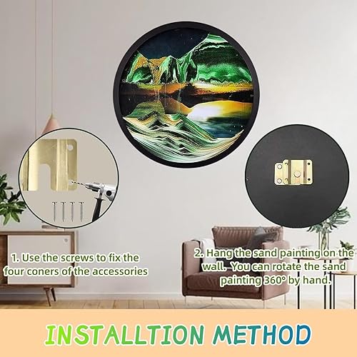 Miniatura 3 de BGFJYUK Decoración artística de arena móvil de 11.4 pulgadas, arte de arena para montar en la pared, escultura dinámica 3D de movimiento líquido,