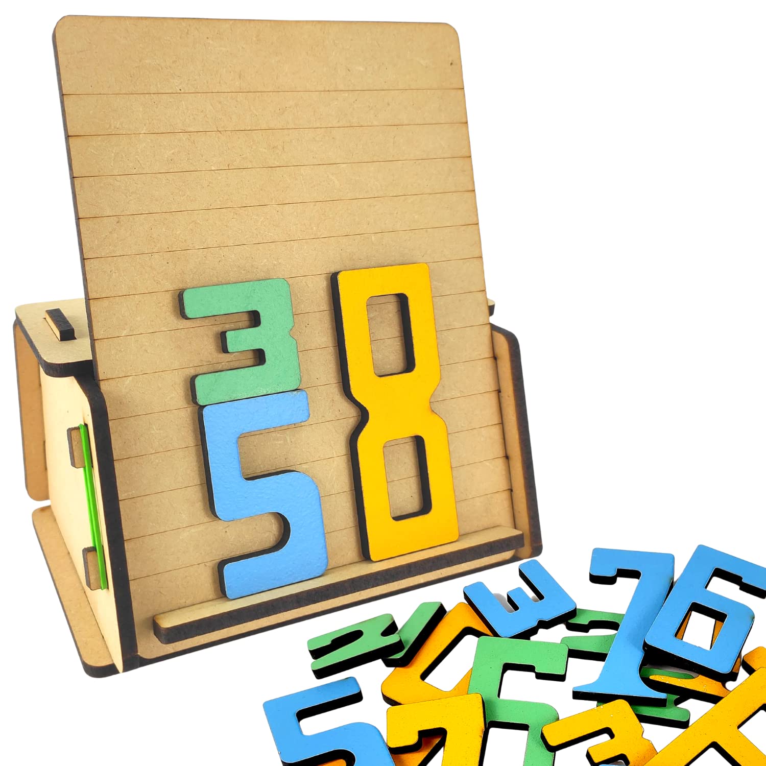 Stacking Numbers Math Toy, Learn Basic Addition, Subtraction and Multiplication, Ages 4-7, Fun Wooden Learning Educational Game