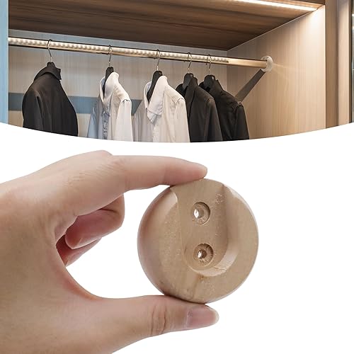 Miniatura 3 de Wealrit Soporte de barra de cortina de madera para armario, 6 soportes de ducha, soportes en U, tapas de extremo de soporte para clavijas para