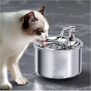 REMYS Fonte de água de aço inoxidável para animais de estimação, bebedouro automático para gatos, 2L mudo, temperatura constante inteligente, fácil de limpar dispensador de água para gatos, adequado para gatos e cães pequenos/grandes