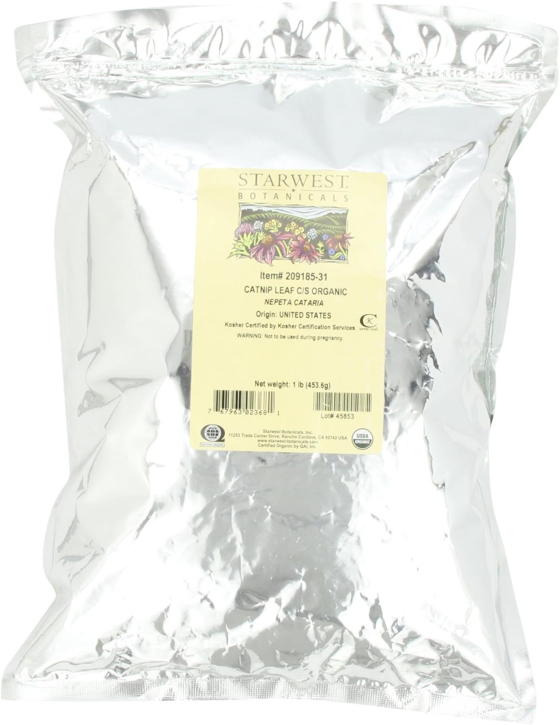 Starwest Botanicals Organic Catnip Leaf & Flower, 1-pound Bag