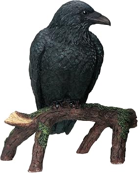 YTC Summit International Black Raven Bird on Tree Branch Figurine Crow Gothic Decoration Collectible New
