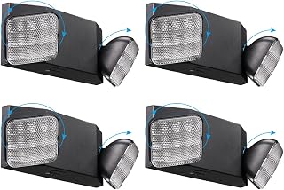 TORCHSTAR LED Emergency Lights, Emergency Lighting with Battery Backup, Dual Heads Adjustable, Lighting Fixtures for Emergency Use, Home Power Failure, UL & FCC Listed, AC 120/277V, Black, Pack of 4