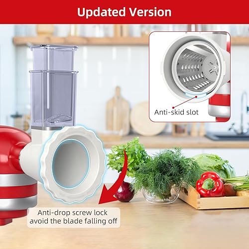 Miniatura 13 de Accesorio actualizado de trituradora y rallador de queso para batidoras de mano KitchenAid, máquina de ensalada con rebanador de verduras, máquina
