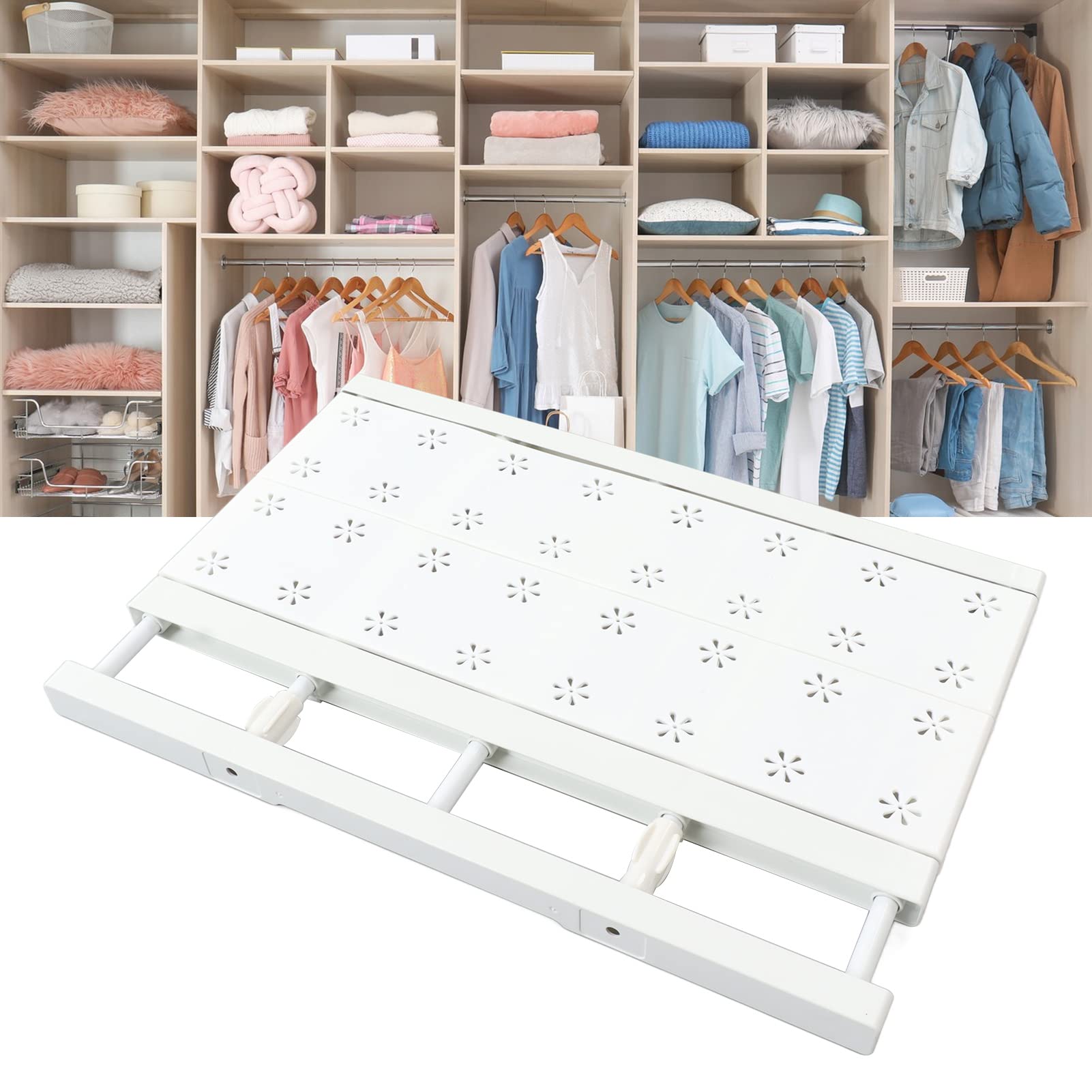 Mensole Regolabili Per Armadio - Espandibili, Senza Fori, Carico 20 Kg, Larghezza 42 Cm - Foto 8