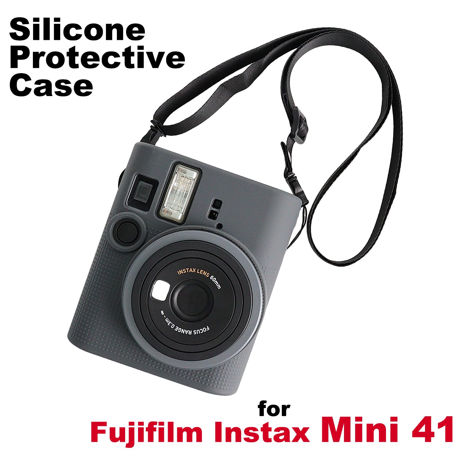 VOVMOEYA Custodia in silicone per Fujifilm Instax Mini 41, resistente all'usura, custodia protettiva morbida per fotocamera con tracolla per fotocamera