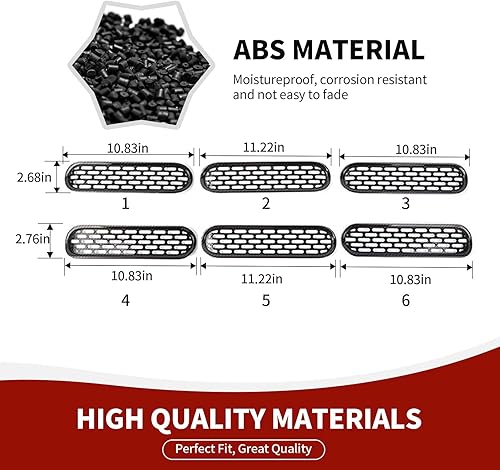 Miniatura 2 de Para insertos de parrilla Bronco, 6 piezas de cubierta protectora de malla de rejilla frontal con clip compatible con accesorios exteriores Ford