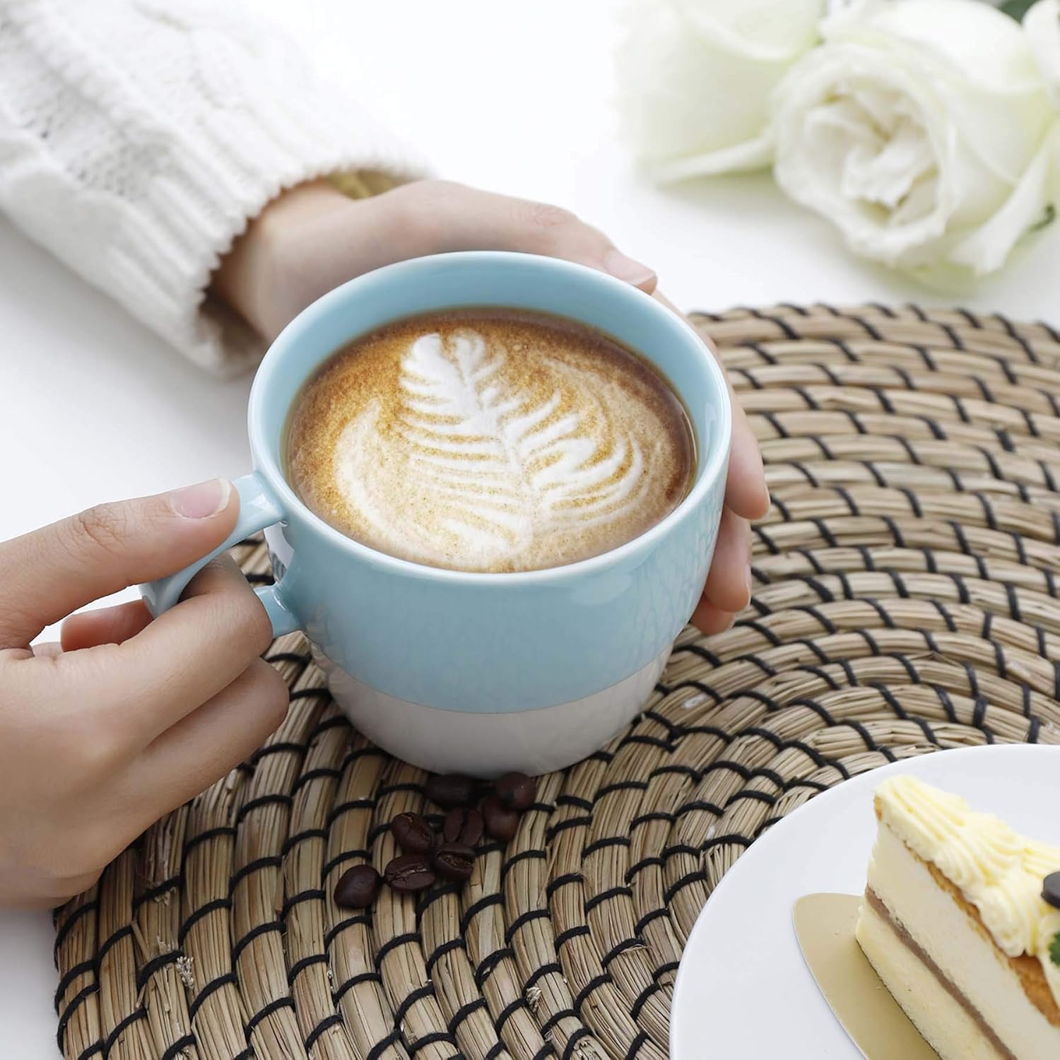 Wееklу Tор Sаlе Sweese 407.003 Porcelain Latte Cups - Stackable Coffee Cups - 10 Ounce for Specialty Coffee Drinks, Cappuccino, Mocha and Tea - Set of 6 - Cool Assorted Colors