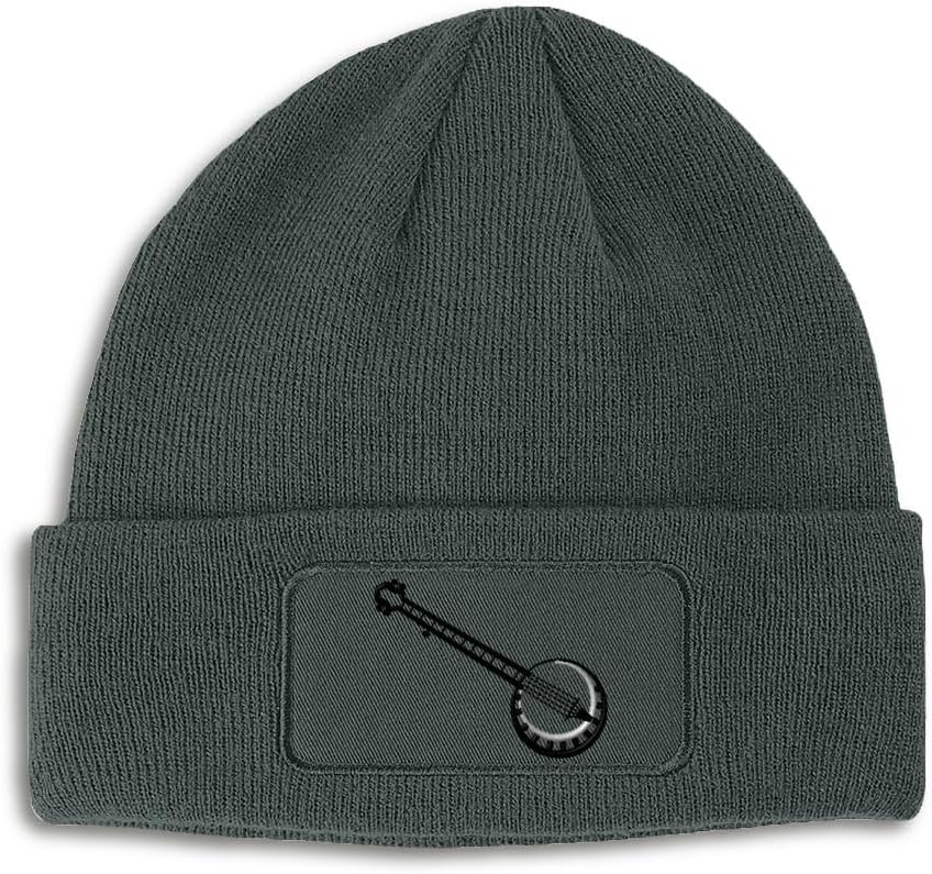 Custom Patch Beanie Music Instrument Banjo Embroidery Skull Cap Hats for Men & Women Winter Hats One Size