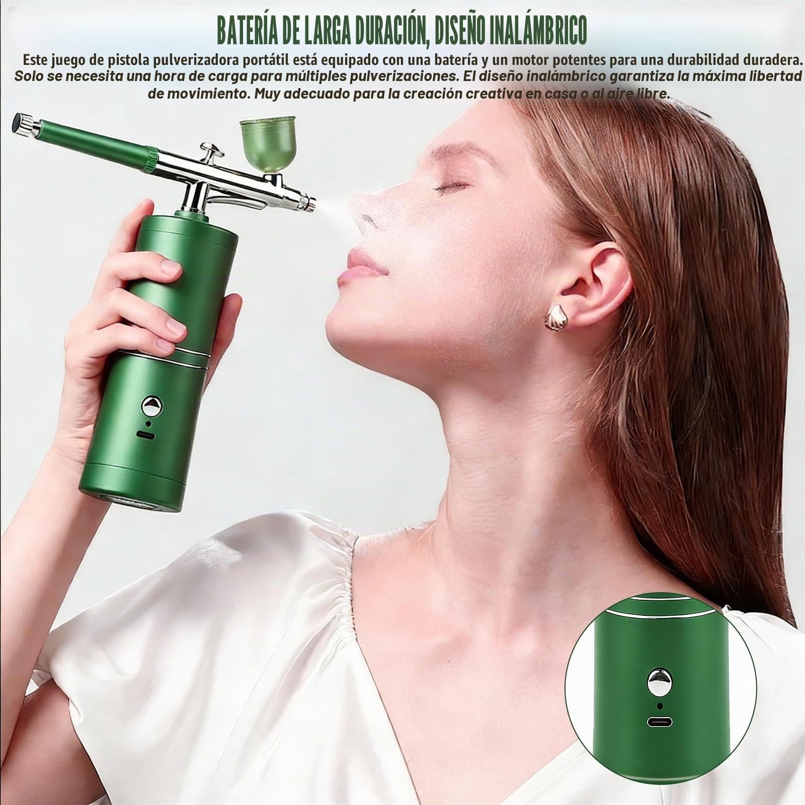 Kit de aerógrafo con compresor: kit de aerógrafo, pistola pulverizadora inalámbrica portátil con compresor, pistola pulverizadora de mano recargable por USB, kit de pistola pulverizadora para