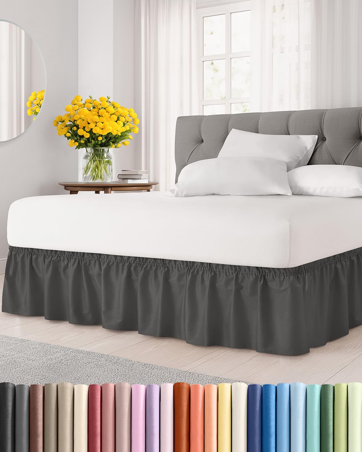 Photo 1 of CGK Wrap Around Dust Ruffle Bed Skirt - King Size, 14" Inch, Charcoal