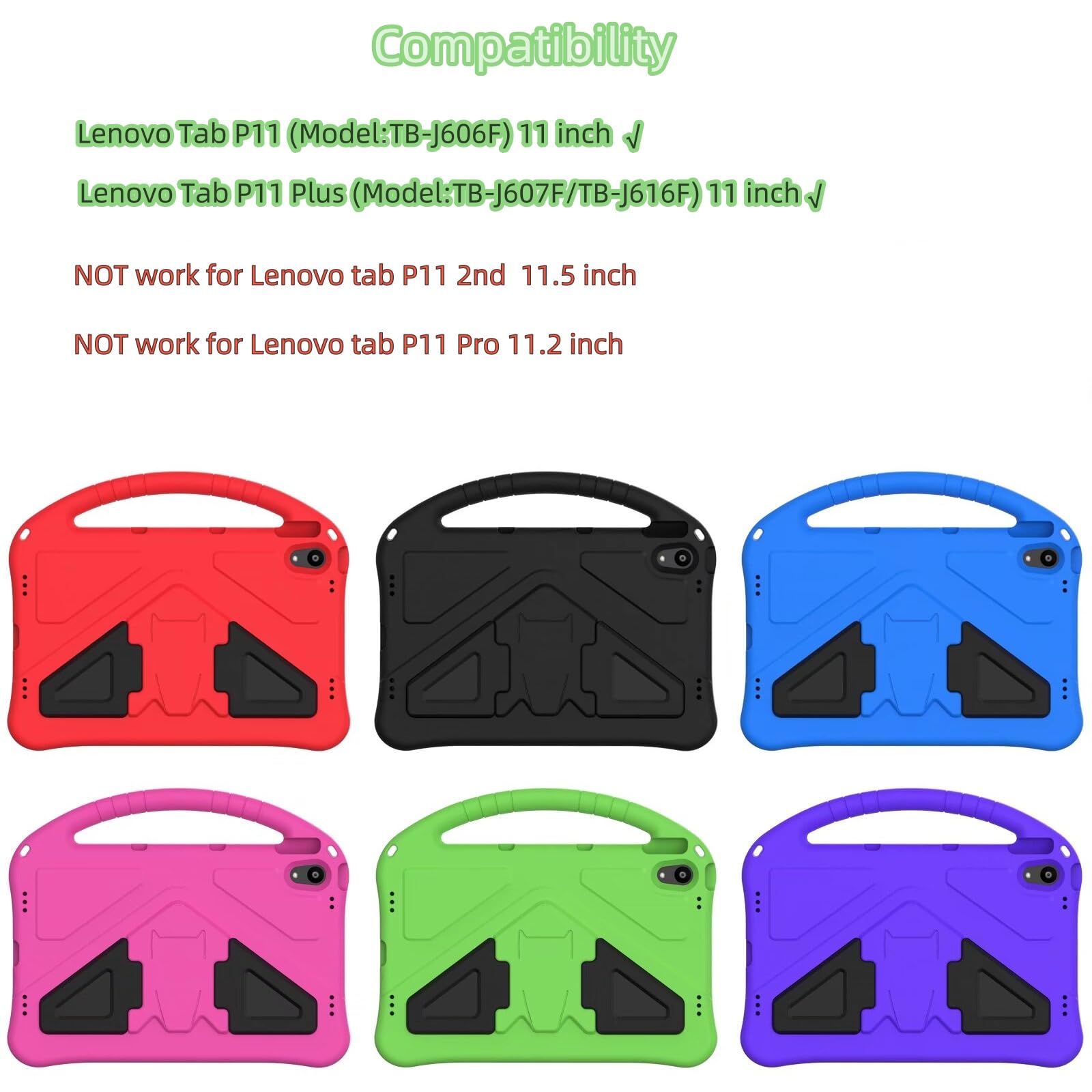 Funda para niños compatible con Lenovo TAB P11 (TB-J606F), a prueba de golpes, con asa y soporte, para P11 Plus (TB-J607F) de 11 pulgadas, color verde 8