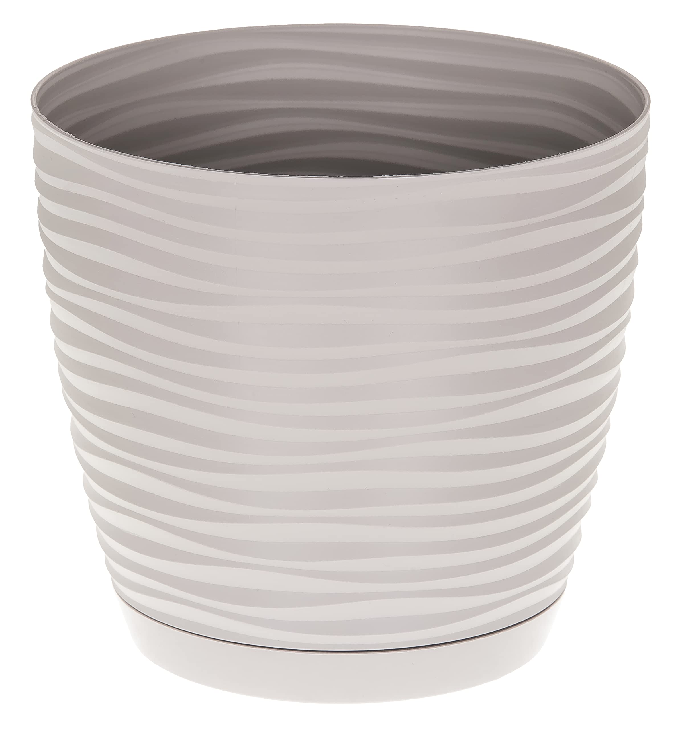 SPARKLE PLANTS Sahara Indoor Plant Pots – Modern Round Plastic Flower Pots with Drainage Hole & Saucer – 7 Sizes, 8 Colours for Succulents, Herbs, Flowers & Houseplants (15 cm, Light Grey) — image 1