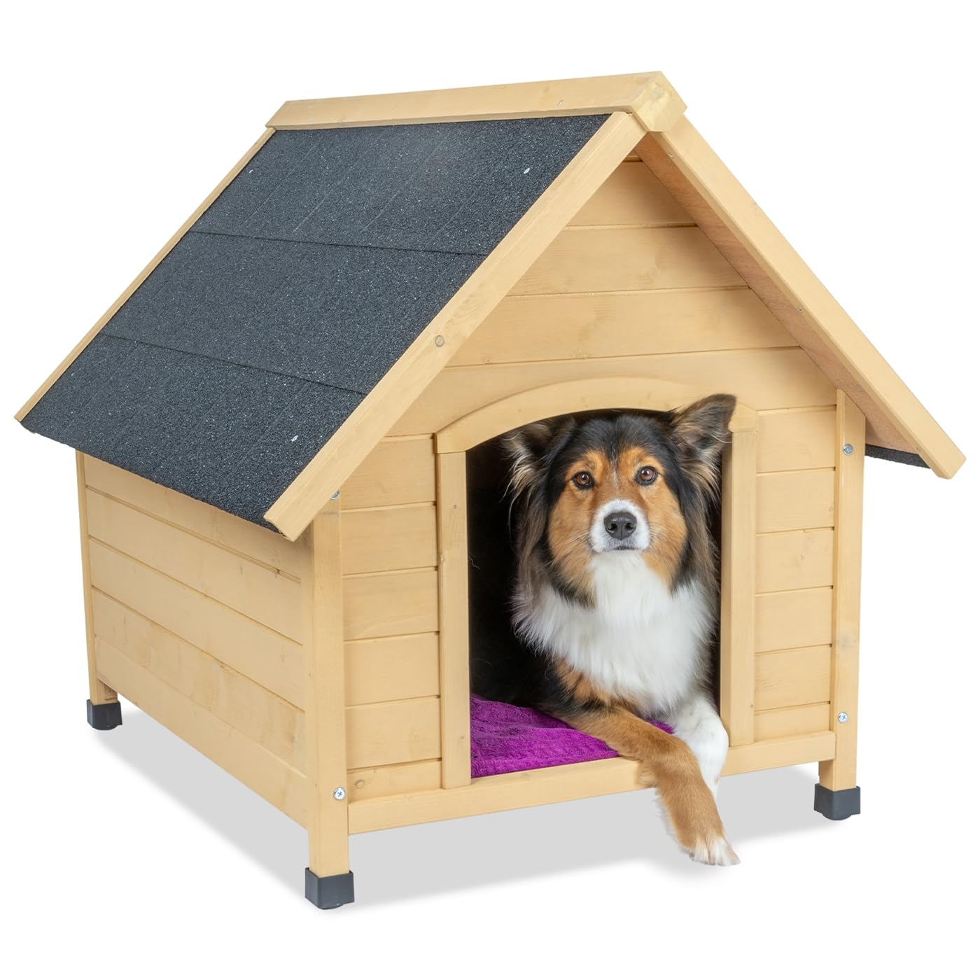 Hundehütte Liam, Hundehöhle, Hundehaus aus lasiertem Fichtenholz, naturbraun, XXL