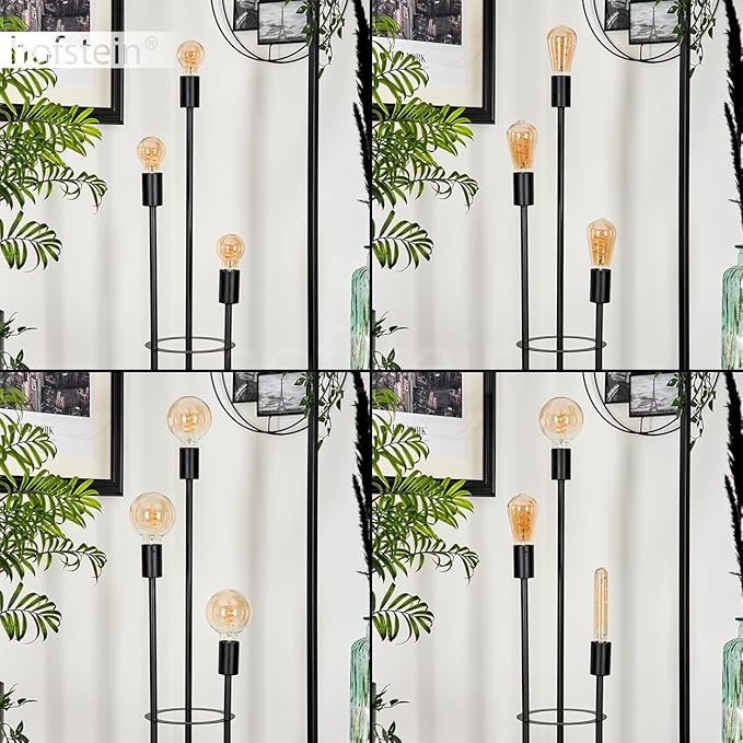 hofstein Staande lamp Maiford, moderne staande lamp van metaal in zwart, staande lamp in industrieel design met voetschakelaar op kabel, hoogte 140,5 cm, 3 x E27, zonder lamp photo 3
