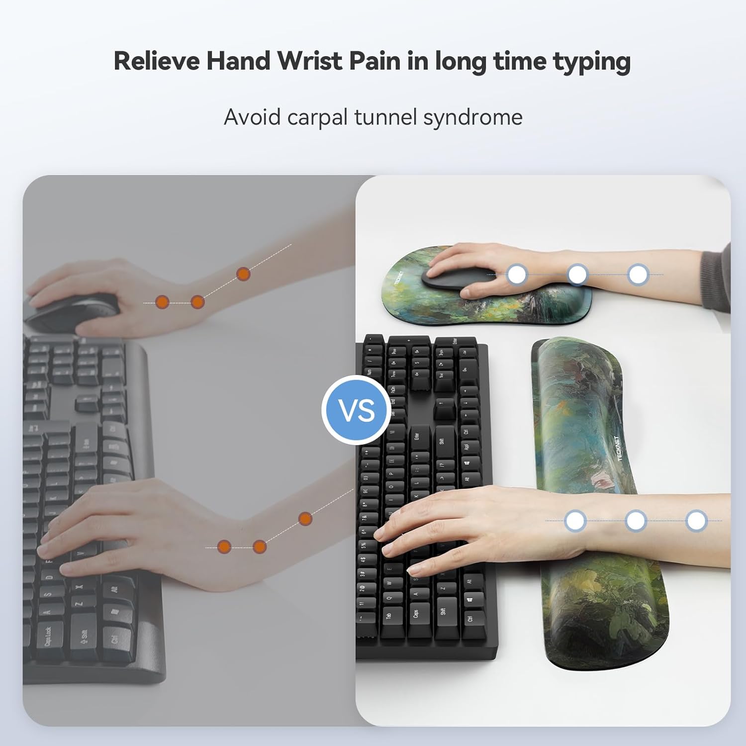 TECKNET Keyboard Wrist Rest and Mouse Pad with Wrist Support, Memory Foam Set for Computer/Laptop/Mac, Lightweight for Easy Typing & Pain Relief Ergonomic Mousepad Oil on Green image 3 of 7 B0DGKF9PHS