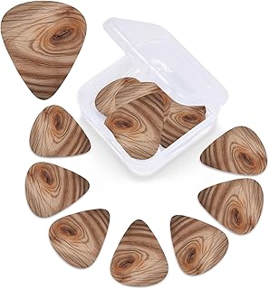 Wood grain print Guitar Picks 12 Pack Personalized Guitar Picks with Storage Box Guitar Accessories for Ukulele Electric Acoustic Guitars Bass