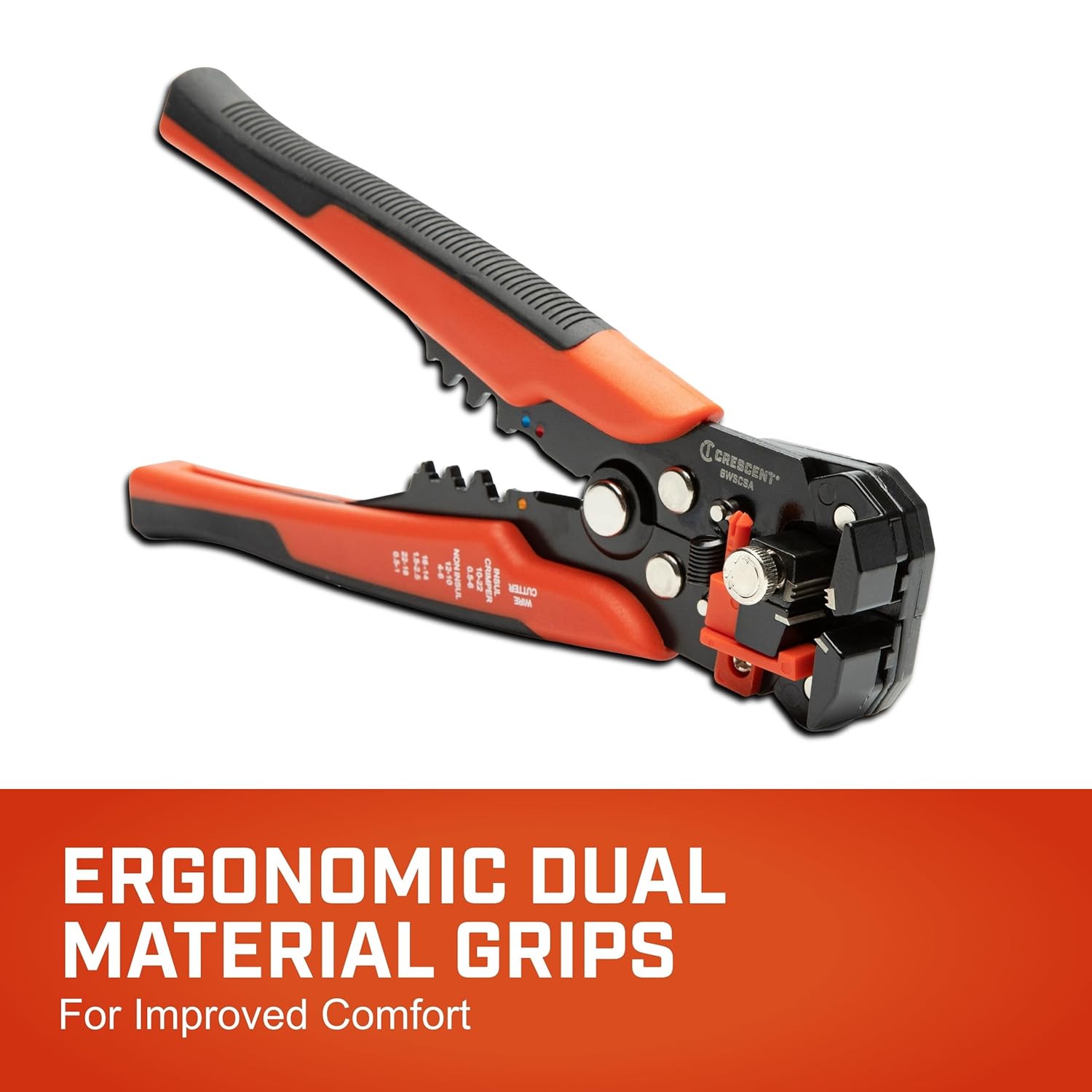 Crescent Self-Adjusting Wire Stripper & Cutter - Premium Hand Tool For Electricians - Includes Wire Crimper - 8" - 8WSCSA