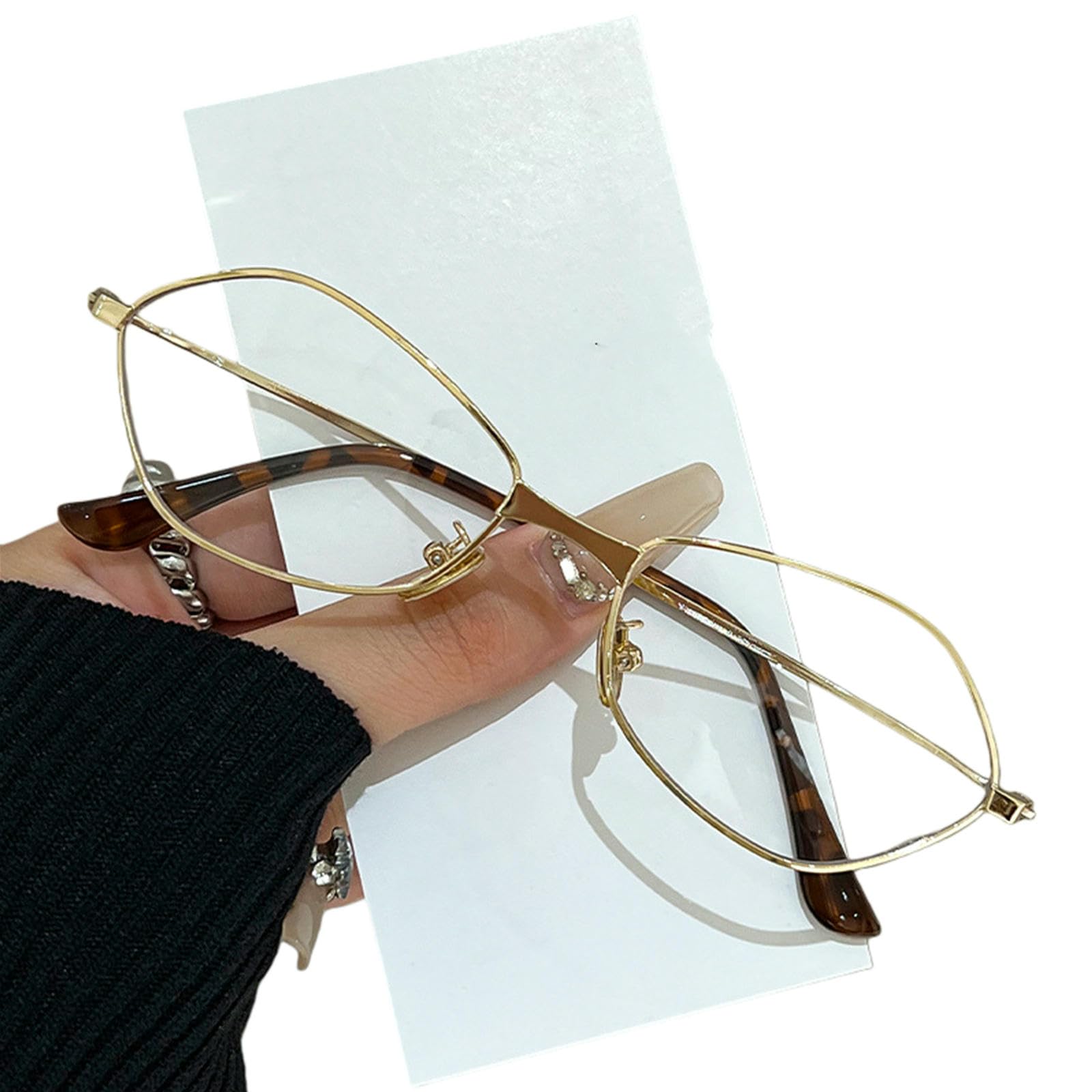 Gyios Women's Gold Frame/Clear Lens Sunglasses For Men Vintage Narrow