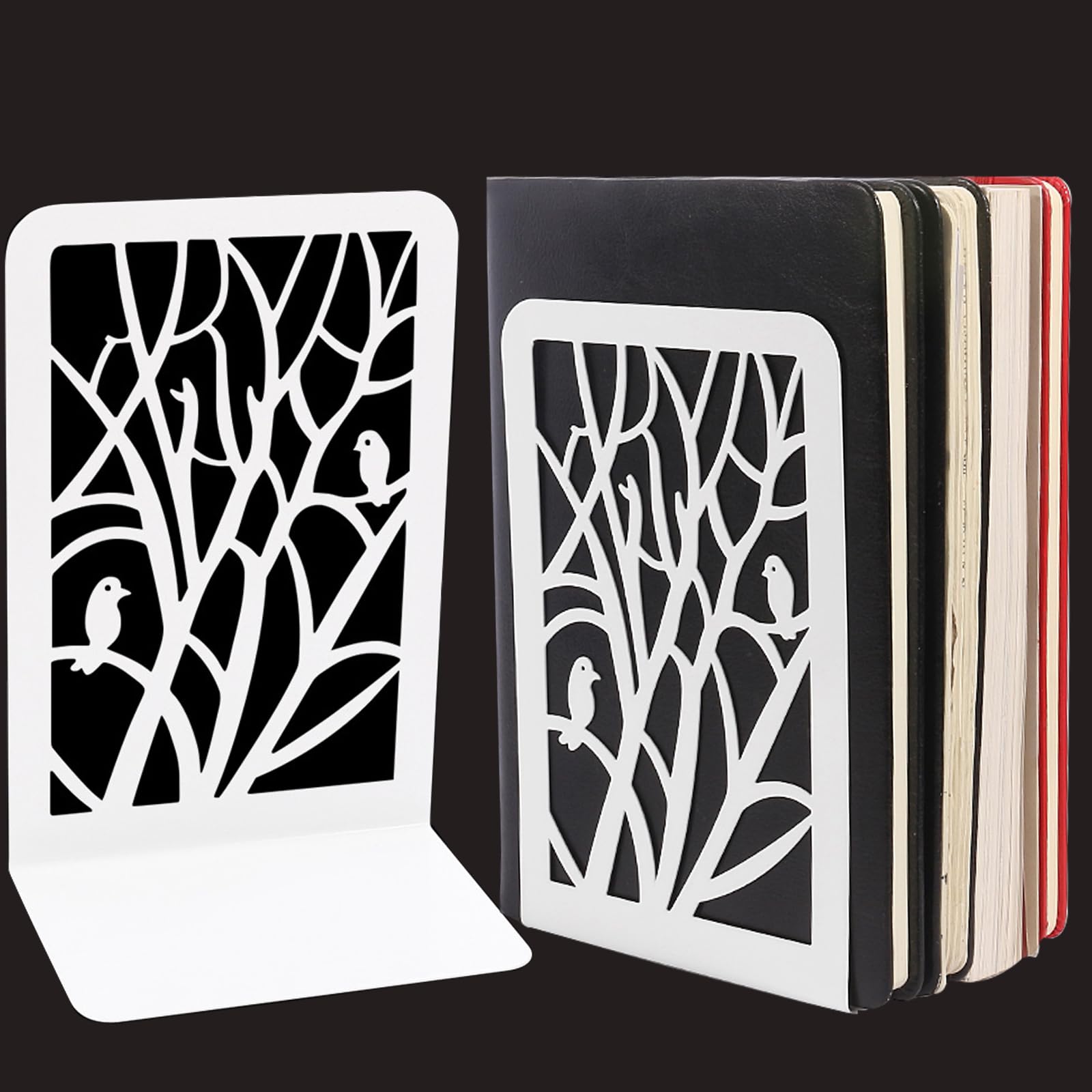 Sujetalibros Blanco Sujeta Libros Estantería de Metal-para Casa, Oficina, Infantil, Escuelas 1 par