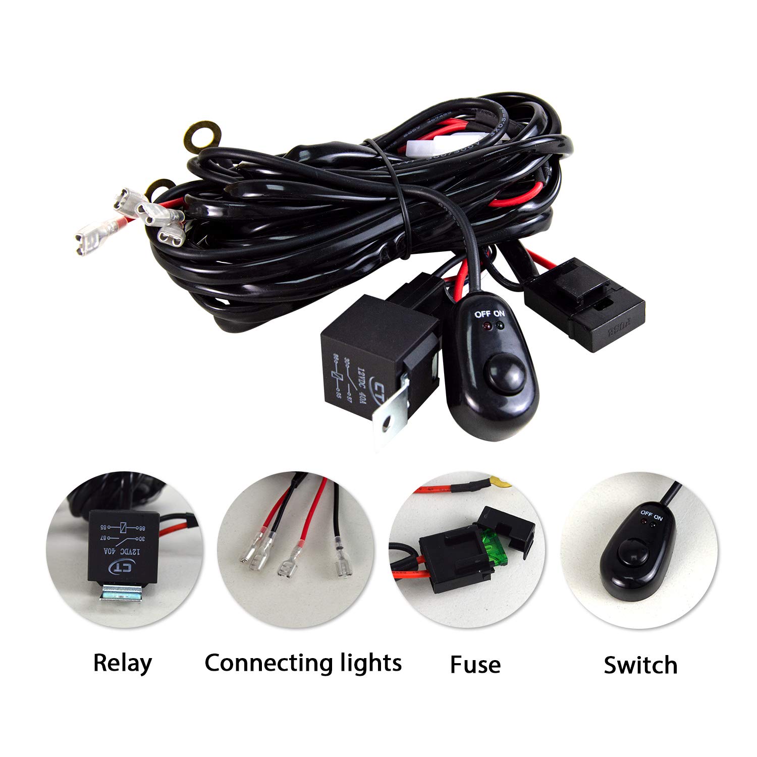 SKYWORLD Listwa oświetleniowa LED 12,7 cm 72 W z zestawem wiązki przewodów 12 V, Flood LED Pods 4 x 4 światła, wodoodporne, do jazdy terenowej, ciężarówki, traktora, SUV-a, ATV, łodzi, 2 szt