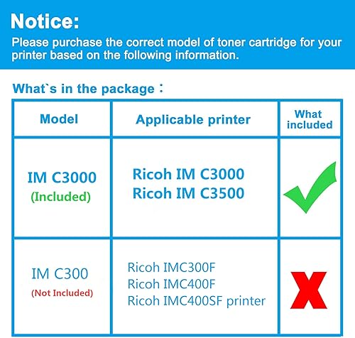 Miniatura 2 de LCL Cartucho de tóner de repuesto compatible para Ricoh 842251 IMC3000 IMC3500 IM C3000 IM C3500 (1 unidad, negro) Negro