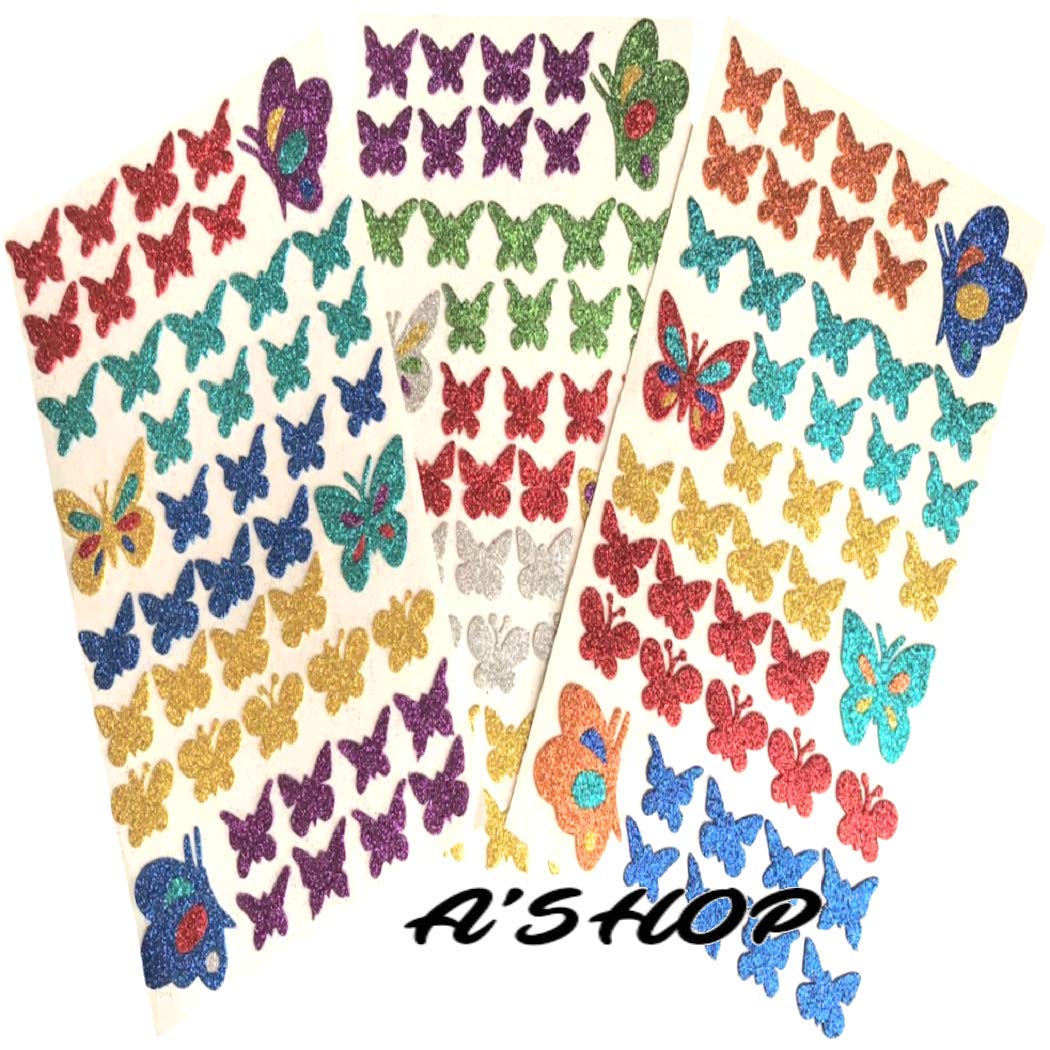 A'SHOP Glitter Foam Self Adhesive Butterflies Stickers for Art & Craft (Set of 3 Sheets) 2