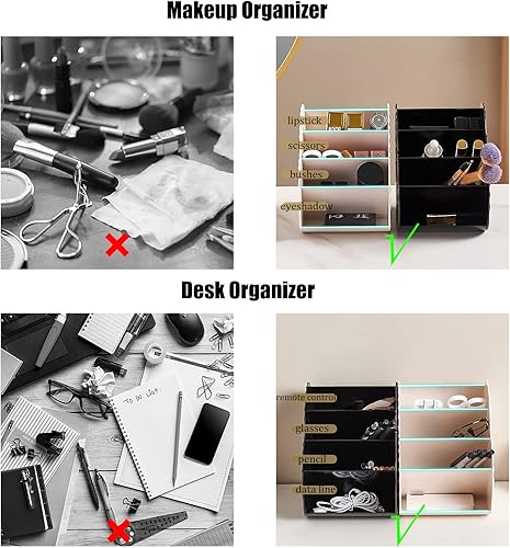 Miniatura 4 de Organizador de brochas de maquillaje, organizador de maquillaje de gran capacidad con 4 ranuras para tocador, baño, contenedor de almacenamiento de