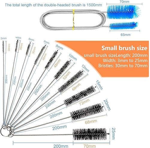 Miniatura 7 de Ekkizpl Juego de limpiador de tuberías largas, cepillo de drenaje flexible, cepillo de drenaje largo y flexible, cepillo de limpieza de tubo