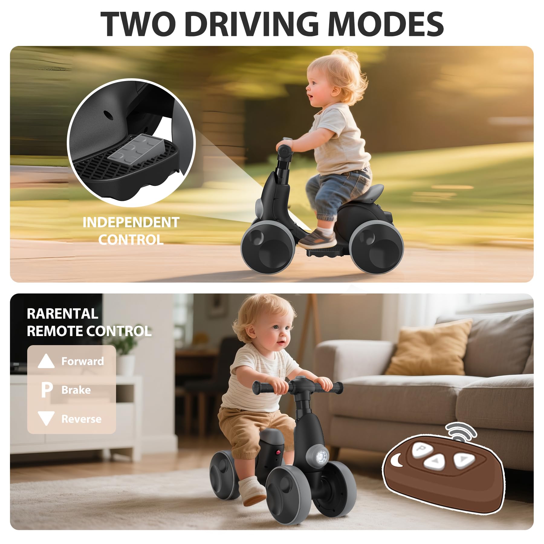 VITONIS Draisienne Électrique pour Tout-Petits avec Machine à Bulles pour Garçons et Filles De 1 an, Draisienne 4-en-1 pour Enfants avec Musique et Lumières LED, Jouet Cadeau pour 12-48 Mois