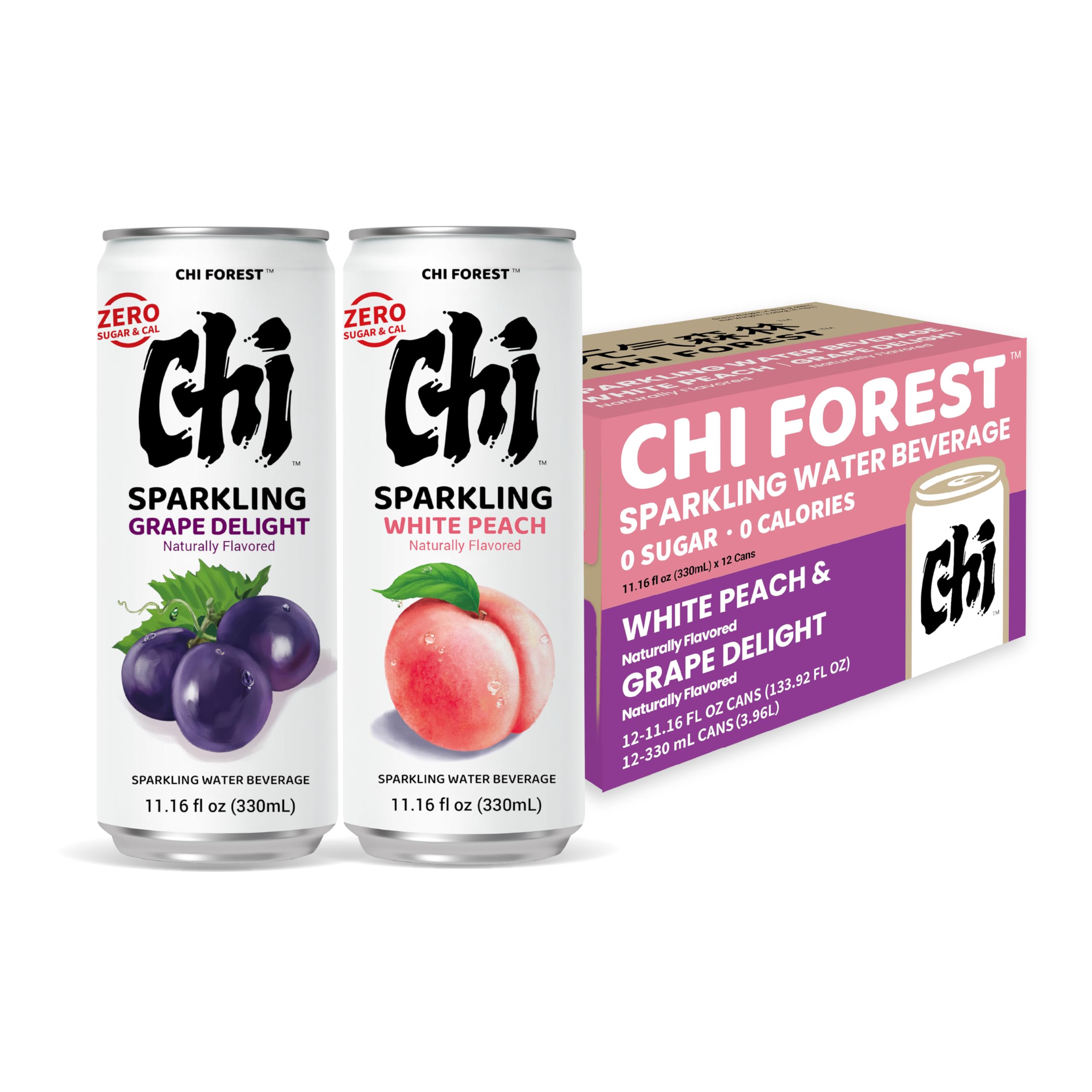 Amazon.com: CHI FOREST Sparkling Water Beverage, Peach & Grape