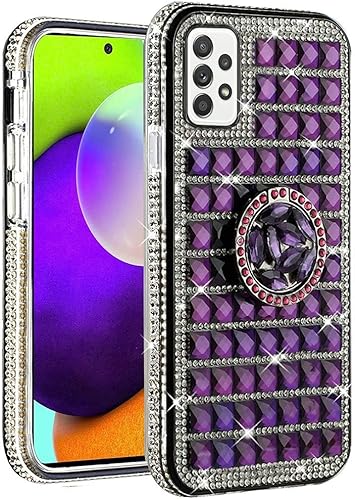 Miniatura 7 de Funda compatible con Samsung Galaxy A52 5G Diamond con vidrio templado, ultrafina, a prueba de golpes, funda protectora para teléfono con soporte de