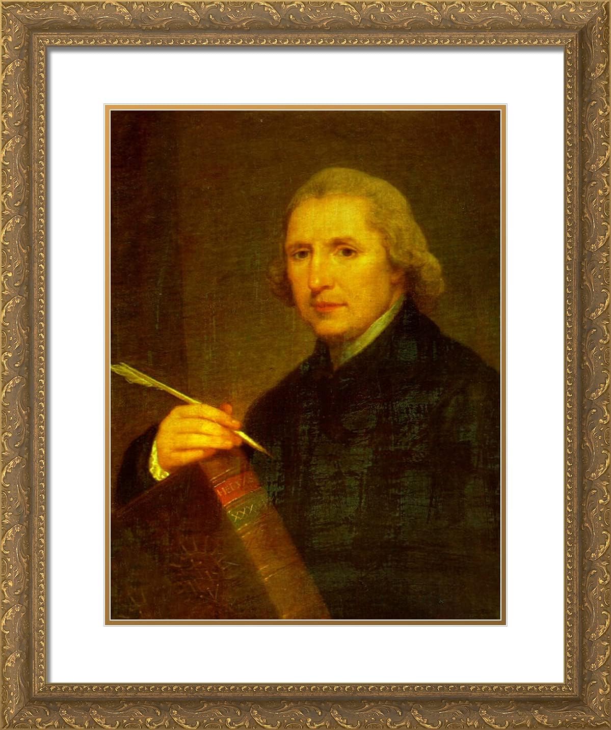 ArtDirect Kauffman, Angelica 20x24 Gold Ornate Framed Art Print with Double Matting Titled: Portrait of Lorenzo Hervas y Panduro
