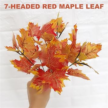 4 Bunches Artificial Autumn Decorations Maple Leaf, Thanksgiving Decorations