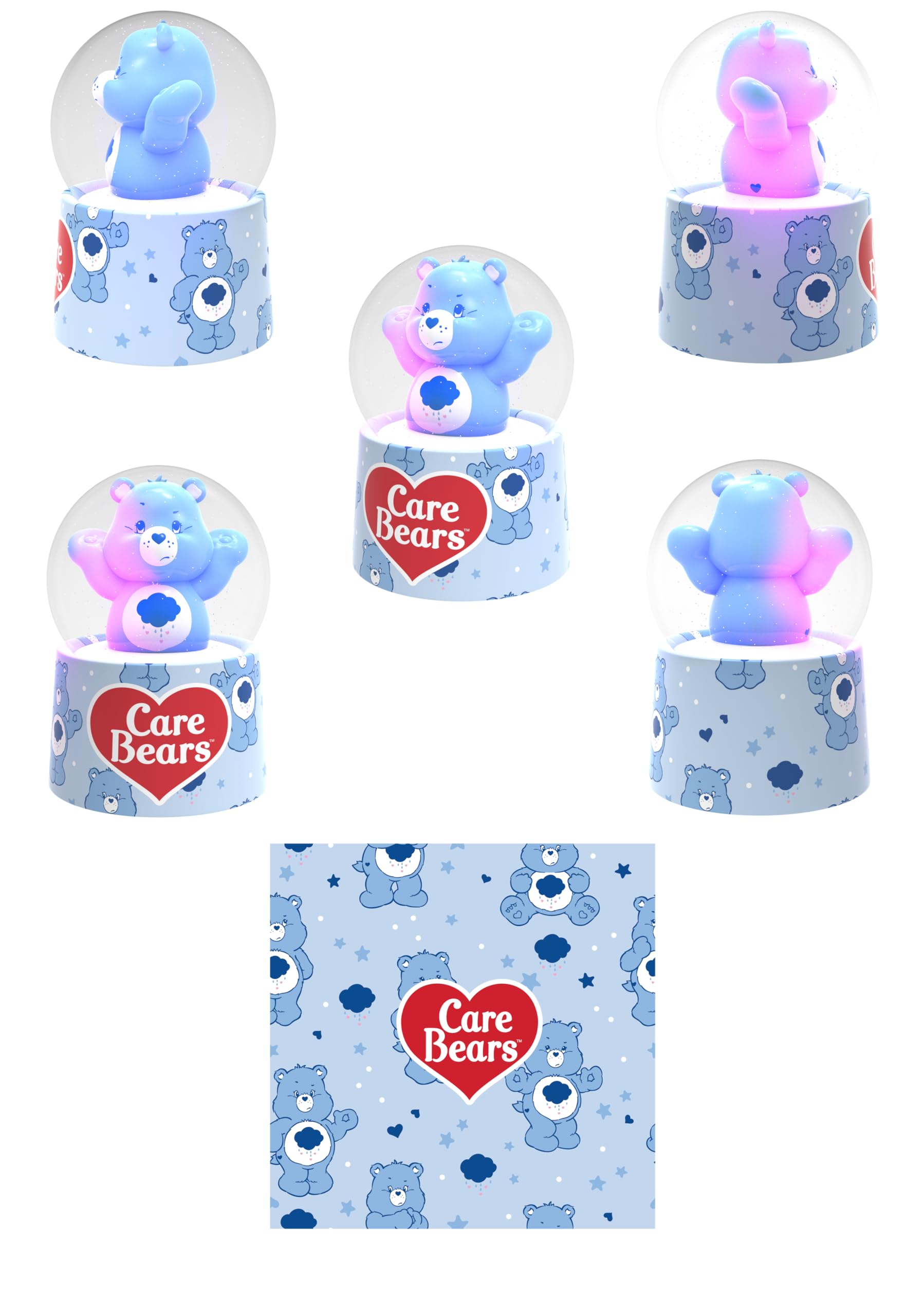 Silver Buffalo Blue Care Bears Grumpy Bear Mini Light-Up Snow Globe | 3 Inches Tall