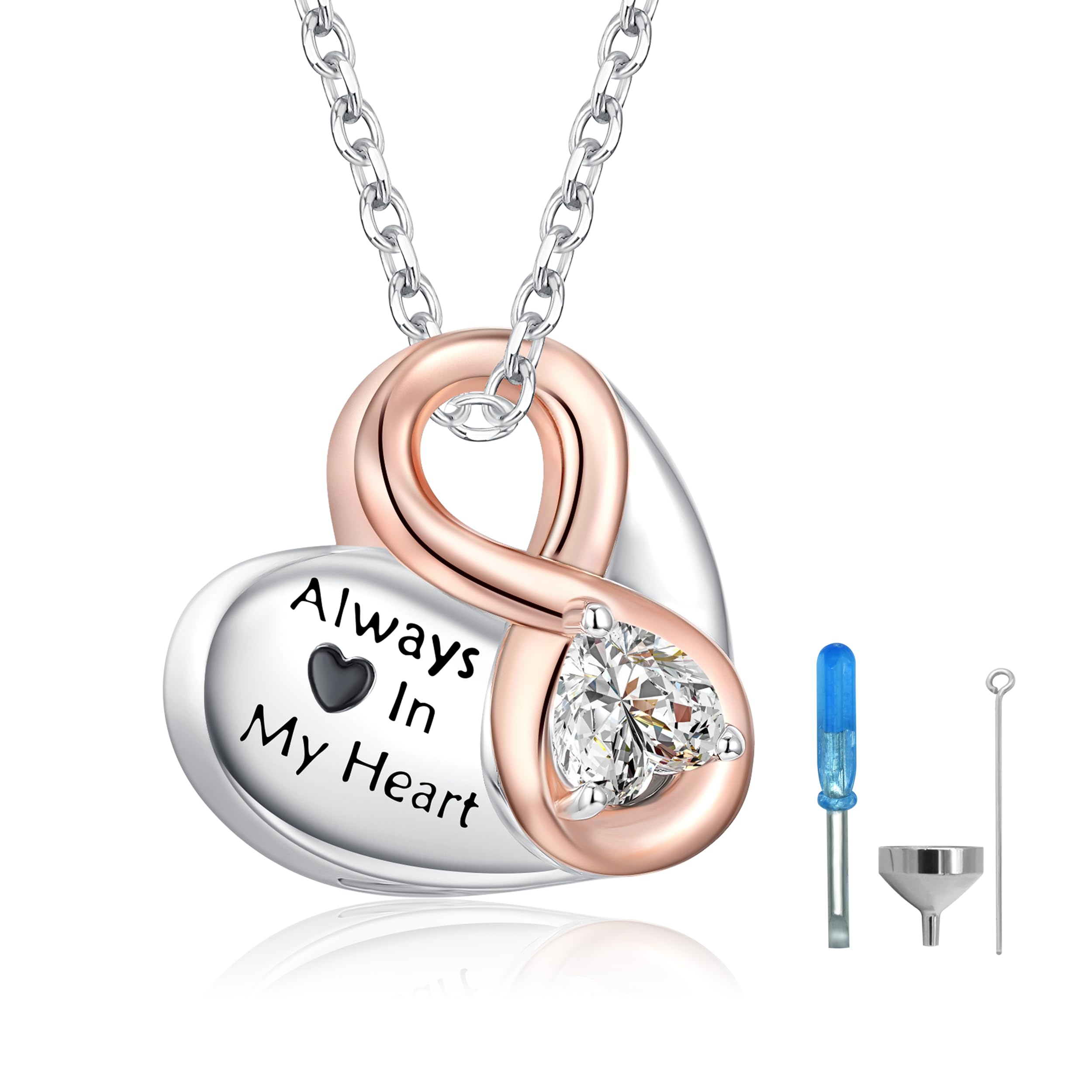 925 Sterling Silver Urn Cremation Ashes Memorial Keepsake Teardrop Eternity Memorial Pendant Mom Dad Jewelry for Women