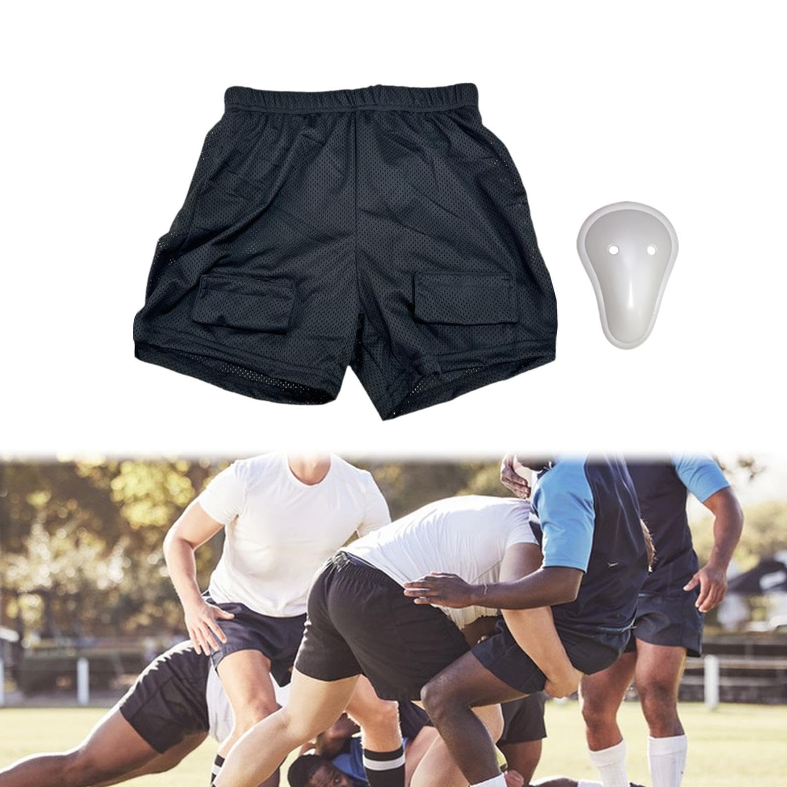 LOVIVER Pantalones Cortos de Hockey para Hombre, Malla Transpirable, Soporte Y Protección