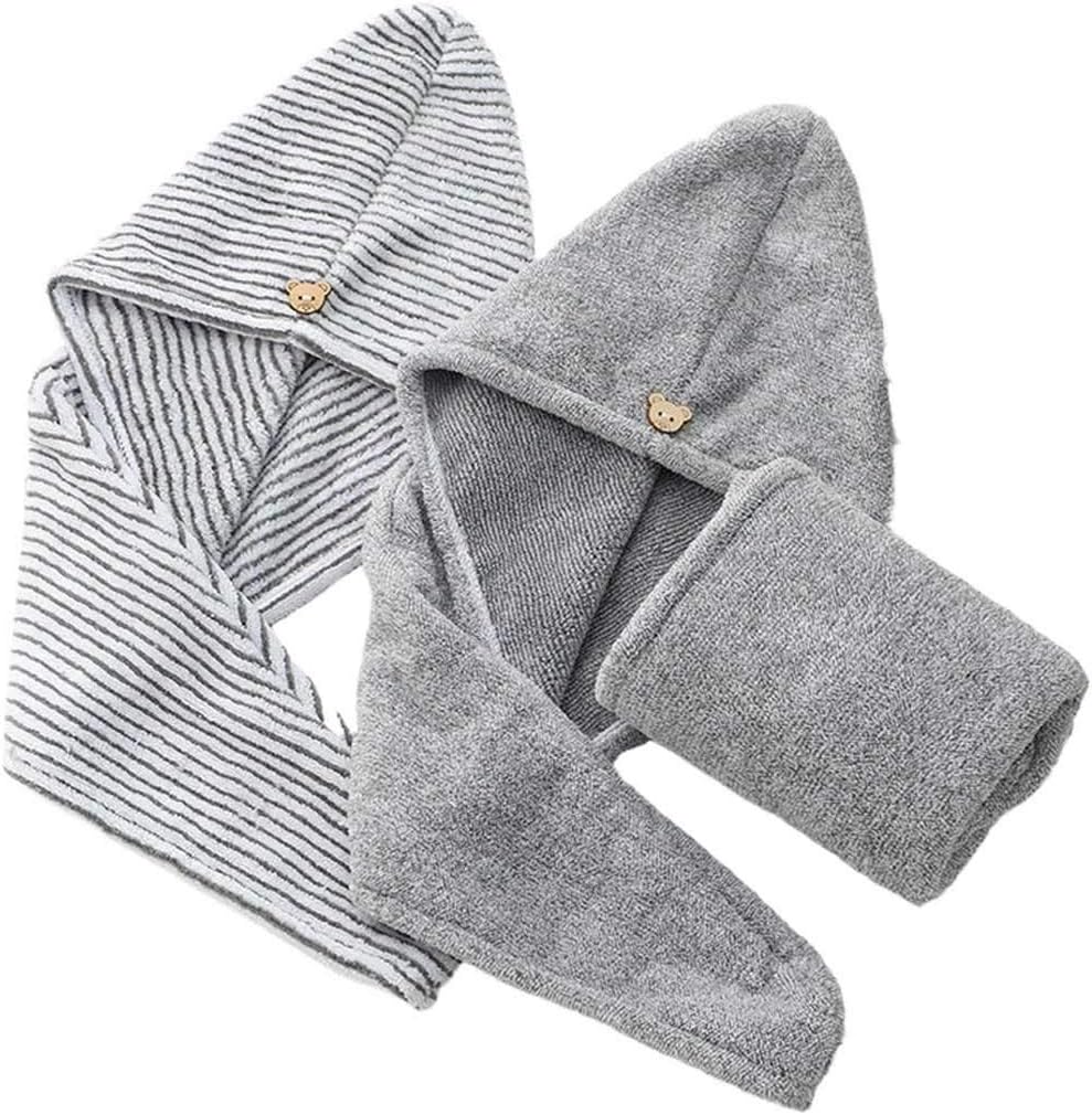 Bath Towels 2 Pack Bamboo Charcoal Fiber Drying Hair Towel Hat Bath Shower Head Bandana Absorbent Quick Dry Hair Towel Hat Bath Towels