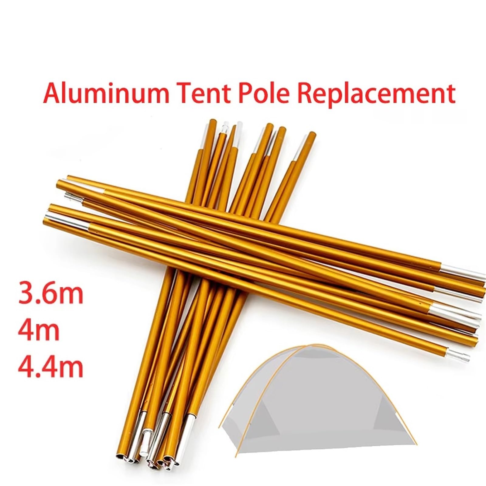 Zeltstangen 2 Stück Camping-Zeltstange | Aluminium-Ersatzbeschläge for die Reparatur von Außenstangen