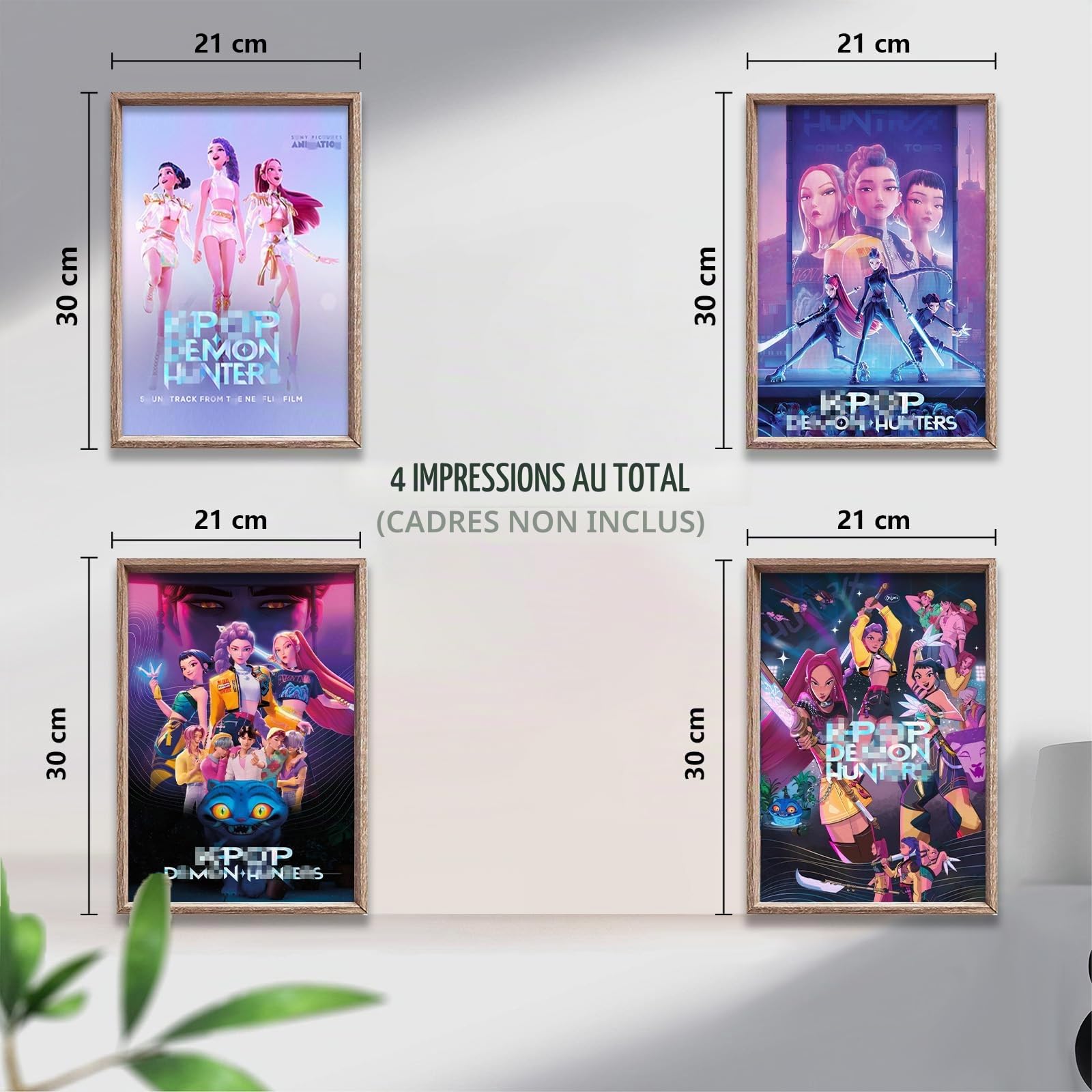 MODEQQ 4 Pièces Affiche Decoration Murale Huntrs Photo Toile Poster Tableaux 21X30 cm