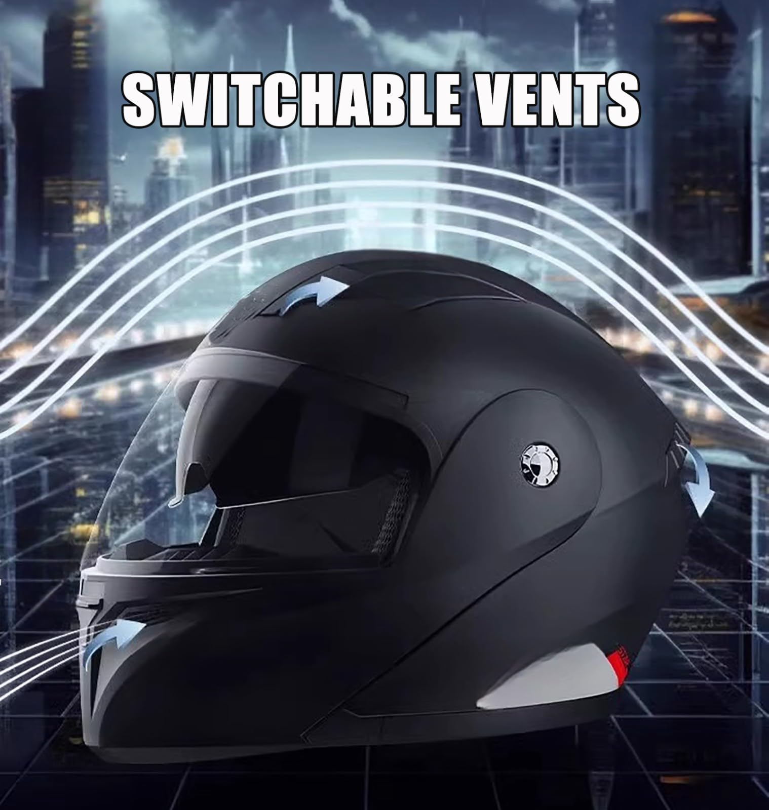 Klapphelm Motorradhelm Jethelm Mopedhelm Helm Für Erwachsene Motorradhelm Klappbar ECE Zertifiziert Mopedhelm Für Herren Damen Mit Sonnenblende C,XXXL(65-66CM)