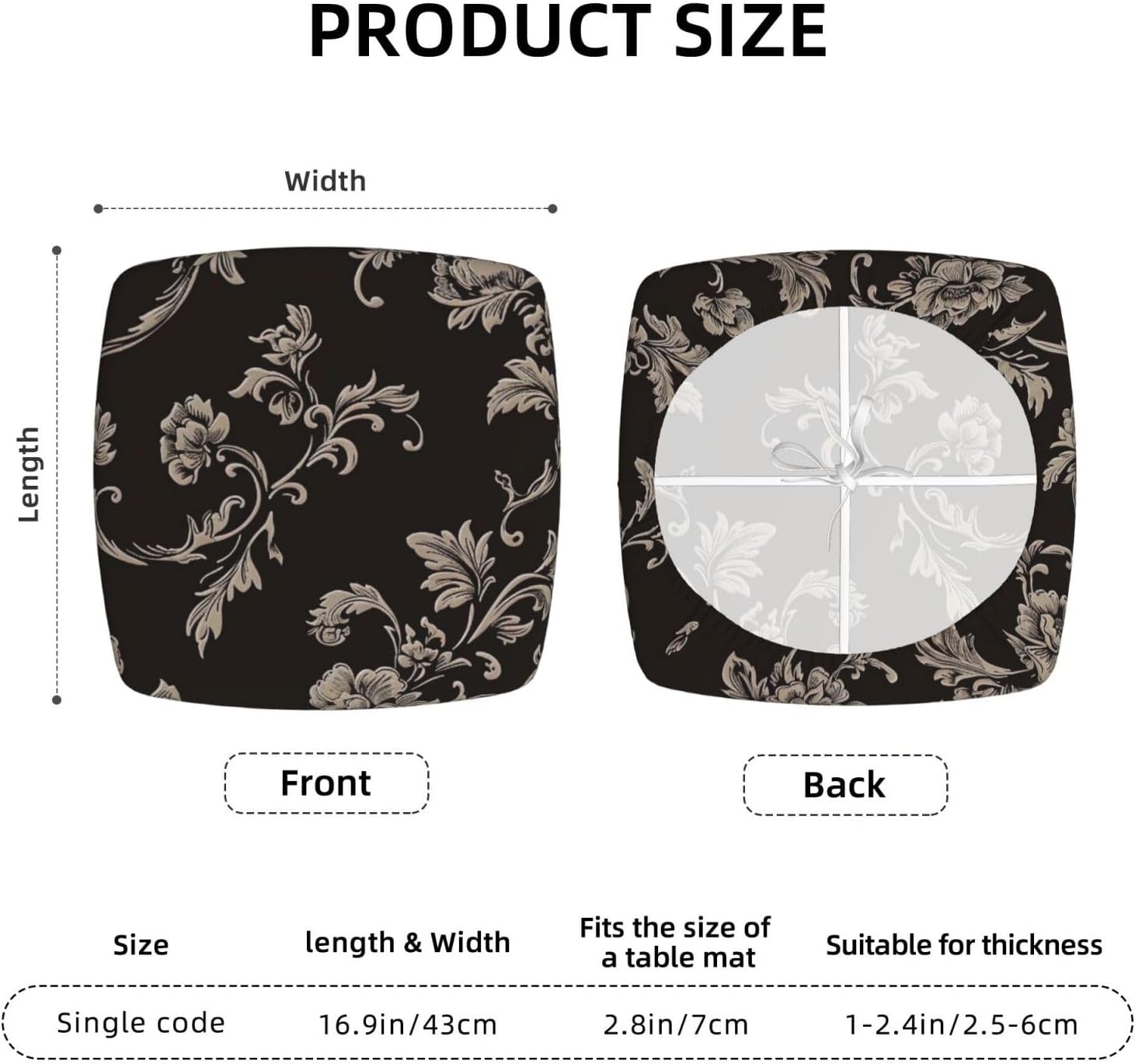 Set of Ornate Floral Print Square Cushion Covers 6 Pcs Set Elastic Non-Slip Seat Cushion Slipcovers Pet Furniture Protectors for Chair, Sofa