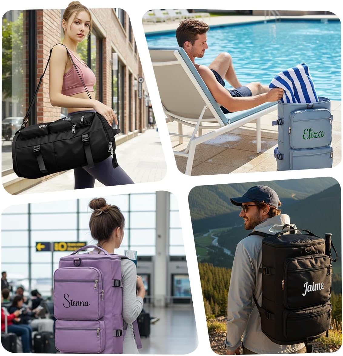 Personalized Gym Bag for Men Women 35L Custom Embroidered Sports Duffel Bag Travel Backpack with Shoes & Laptop Compartment Weekender Overnight